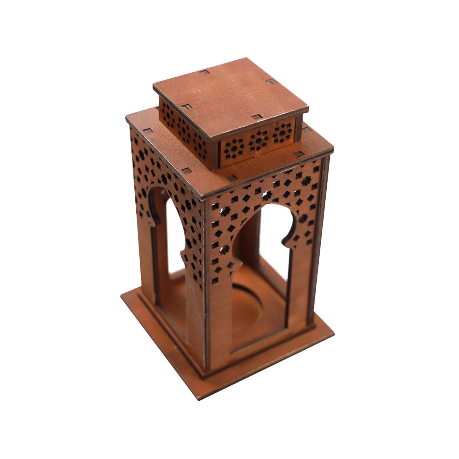 YWLUUOO Ramadans Ornament Wood Lamp Holder Eid Mubaraks Tabletop Decorations for Warm Atmospheres Mosque Decoration
