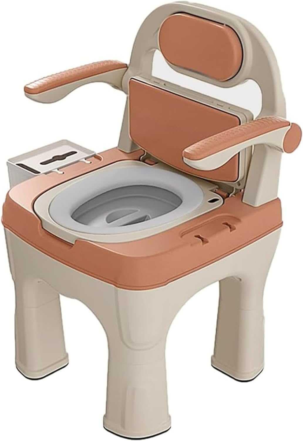 BHGFYXBS Drop Arm Bedside Commode Toilet Chair With Soft Backrest - Supports Up To 660Lbs - Easy To Assemble And Safer Toilet Alternative - Padded Commode Chair For Adults,Orange,Orange