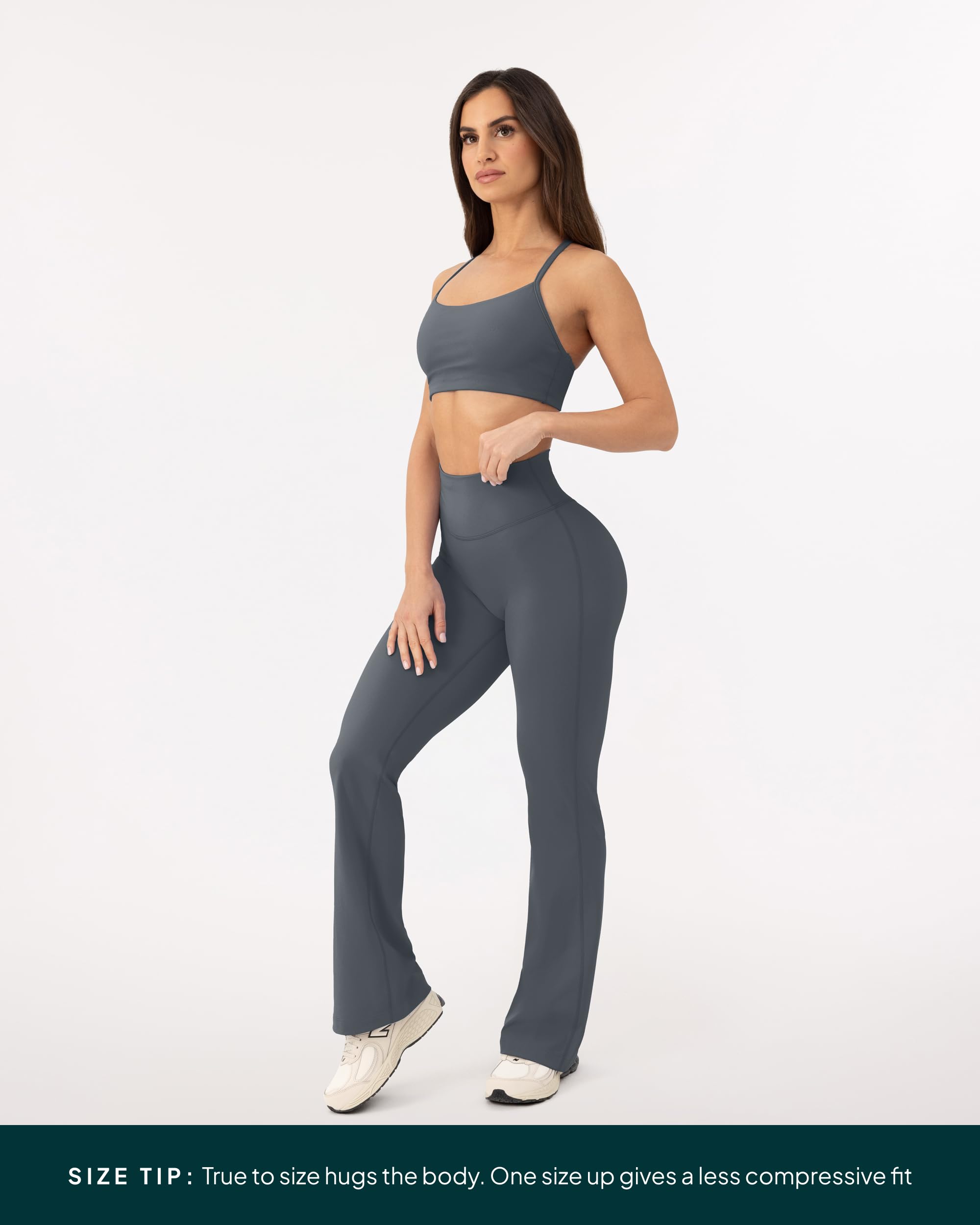 PAVOI ACTIVE Legging évasé taille haute pour femme – Pantalon de yoga évasé à jambes larges et souples – FlexFlow, Gris tempête, Taille XL