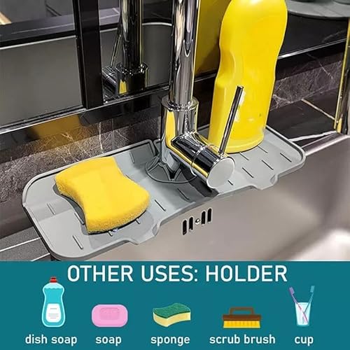 Yiri Kitchen Sink Splash Guard |Splash Guard For Sink |Silicone Sink Faucet Mat For Kitchen Counter |Kitchen Sink Splash Guard Behind Faucet For Kitchen Sink |Soap Dispenser & Sponge Holder Mat #TOP3