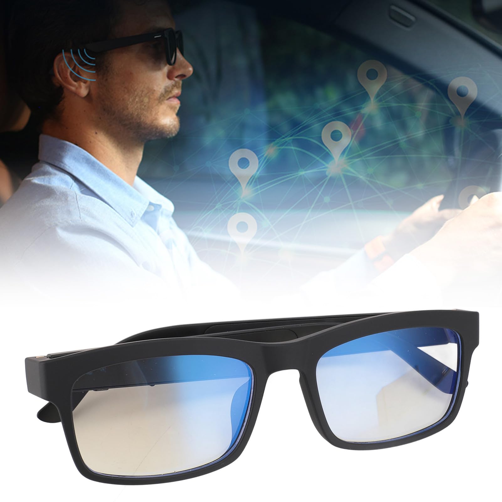 Occhiali Audio con Controllo Tattile con Filtro della Luce Blu, Occhiali Intelligenti con Connessione V5.3+EDR, qualità del Suono Squisita per Lavoro e Tempo Libero