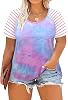 RITERA Plus Size Tops for Women Short Sleeve Raglan Tunic Casual Colorblock Shirts Oversized Crewneck Henley Shirts