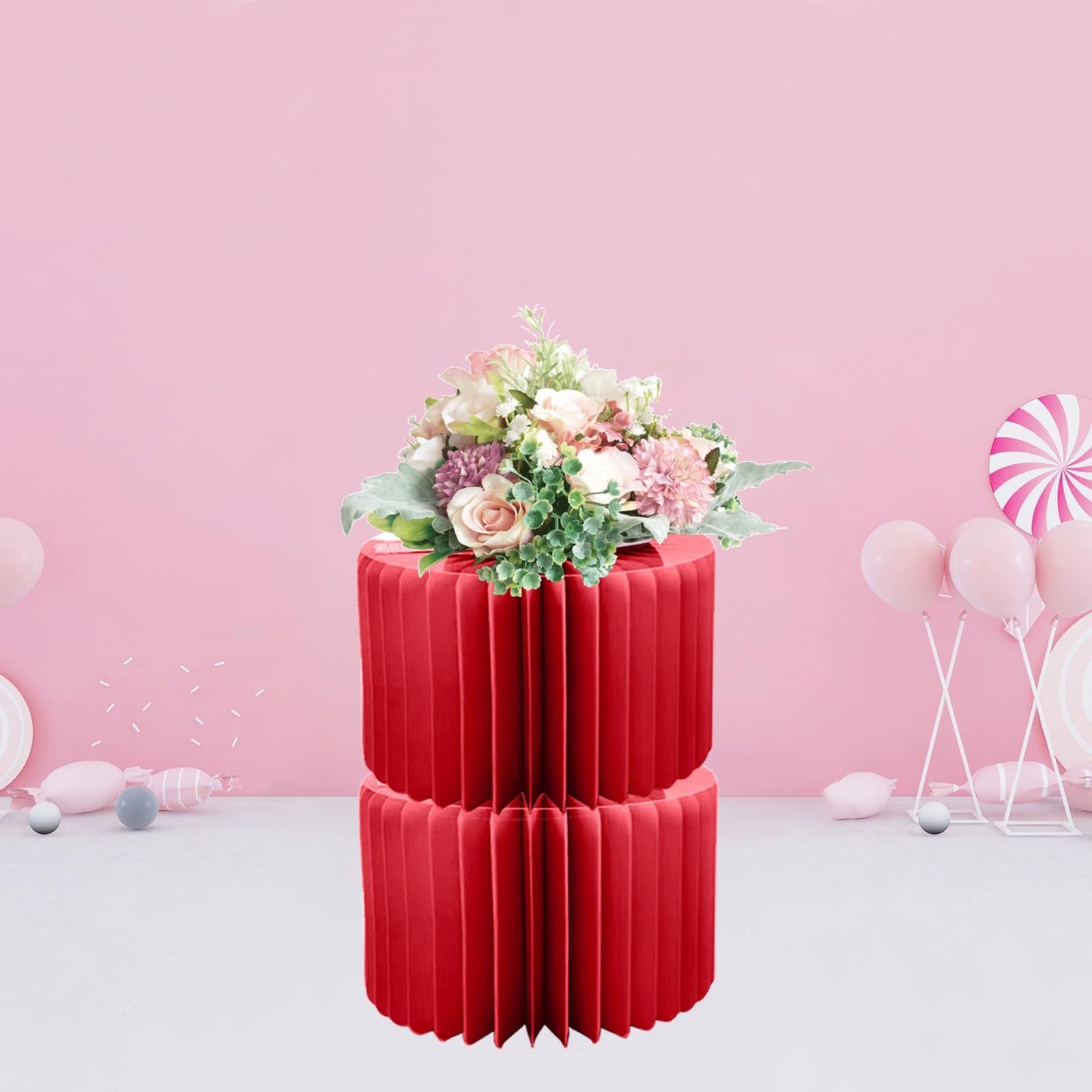 YTBHSHXZ plinth， Foldable Cardboard with PVC Top 2 Pcs Multicolor 20-100cm(Red,H 20cm/7.9in)