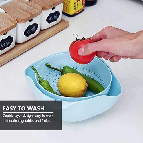 Miniatura 5 de Cabilock Cesta de drenaje multifunción para cocina, colador de frutas para fácil lavado de verduras, diseño de plástico, estilo elegante hueco para