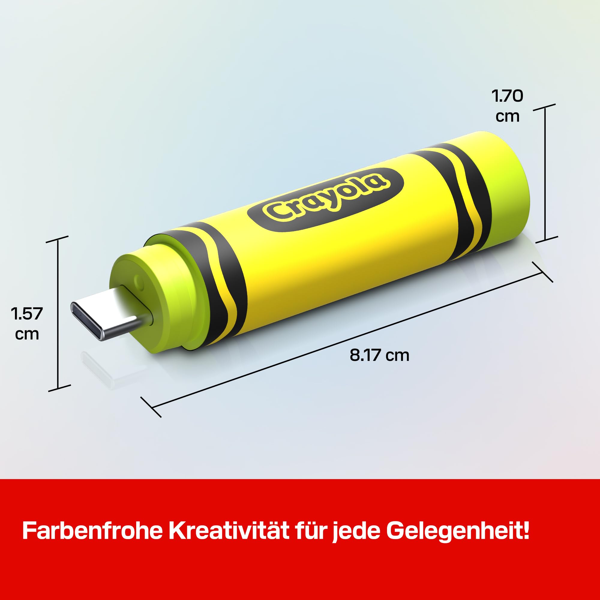 SANDISK Crayola USB-C Flash-Laufwerk 128 GB (bis zu 300MB/s lesen, USB 3.2 Gen 1, SANDISK app, für Smartphones, Tablets oder Computern mit Anschluss) Electric Lime
