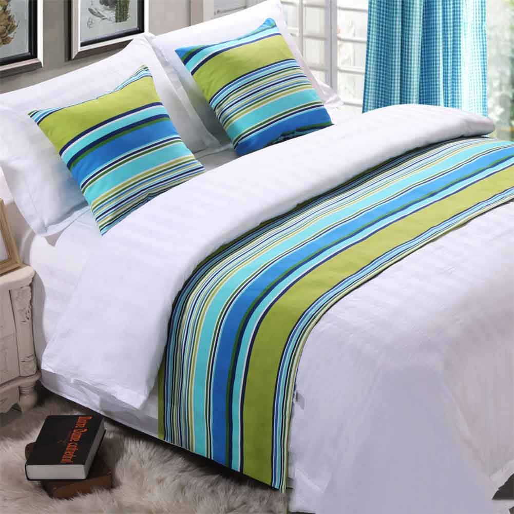 Wxyfl Bed Runner Bed Scarf Pillowcase Modern Quilted Bed Runner Decorative Throw for Hotel Home Bedroom Bedding Stripe Shape Decoration,1.5ricebedwith50*210CM