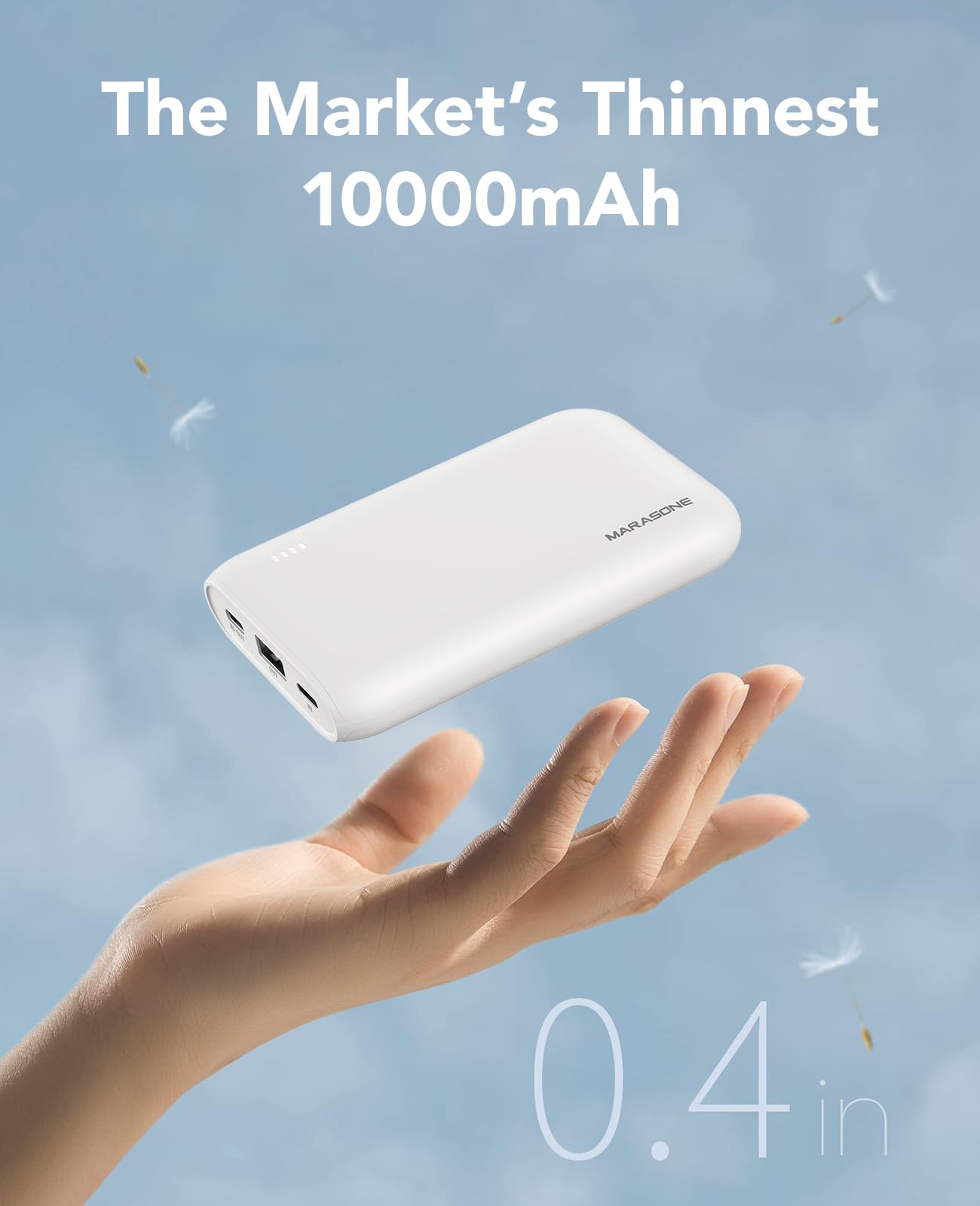 Marasone Portable Charger,Slimmest 10000mAh 22.5W PD Fast Power Bank, USB C in&Out High-Speed Charging Battery Pack Compatible with iPhone 16 15 14 13 X Samsung S22 S21 Google iPad etc