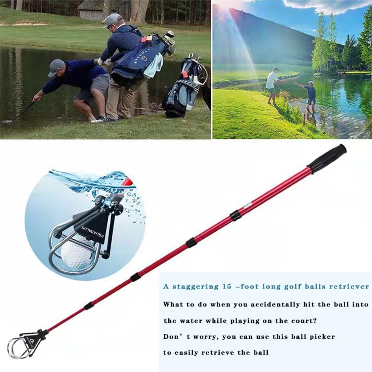 Aquadalus Club Golf Retriever for Water, Telescopic Retriever with Headcover, Stainless Telescopic Extendable Golf Ball Retriever