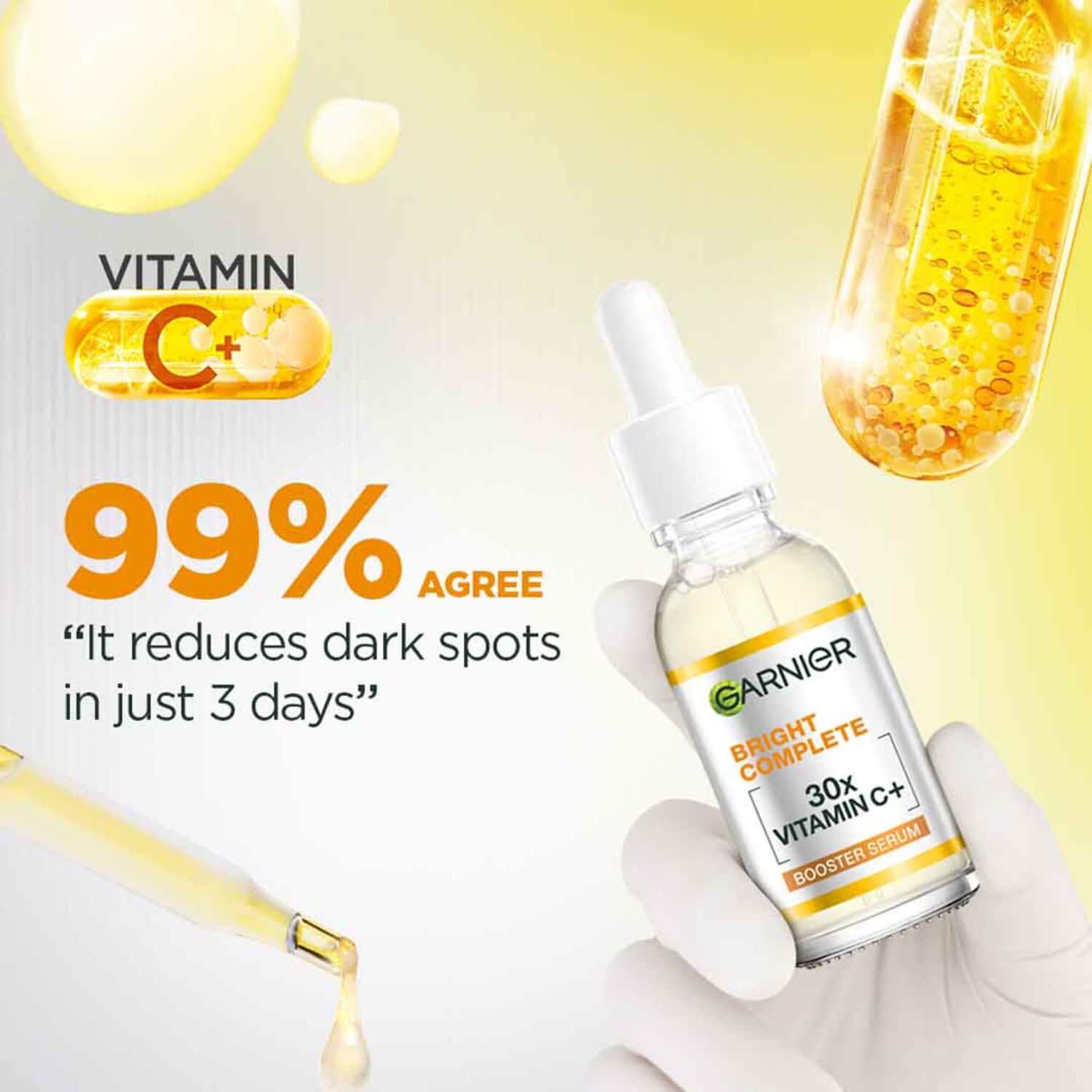 Garnier Vitamin C + Face Serum for Skin Brightening & Anti-Dark Spots, 50ml 3