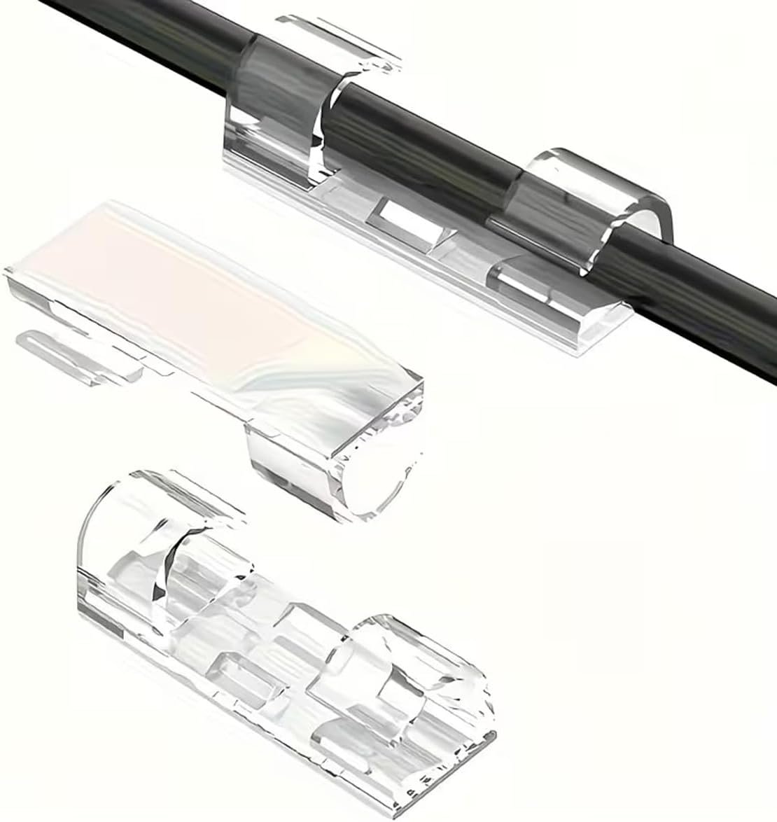 Adhesive Cable Clips, Strong Stickiness Cable Holders for Organizing Wires, Plastic Cable Management Clips for Wall, Table, Home, Office, Desk & Nightstand