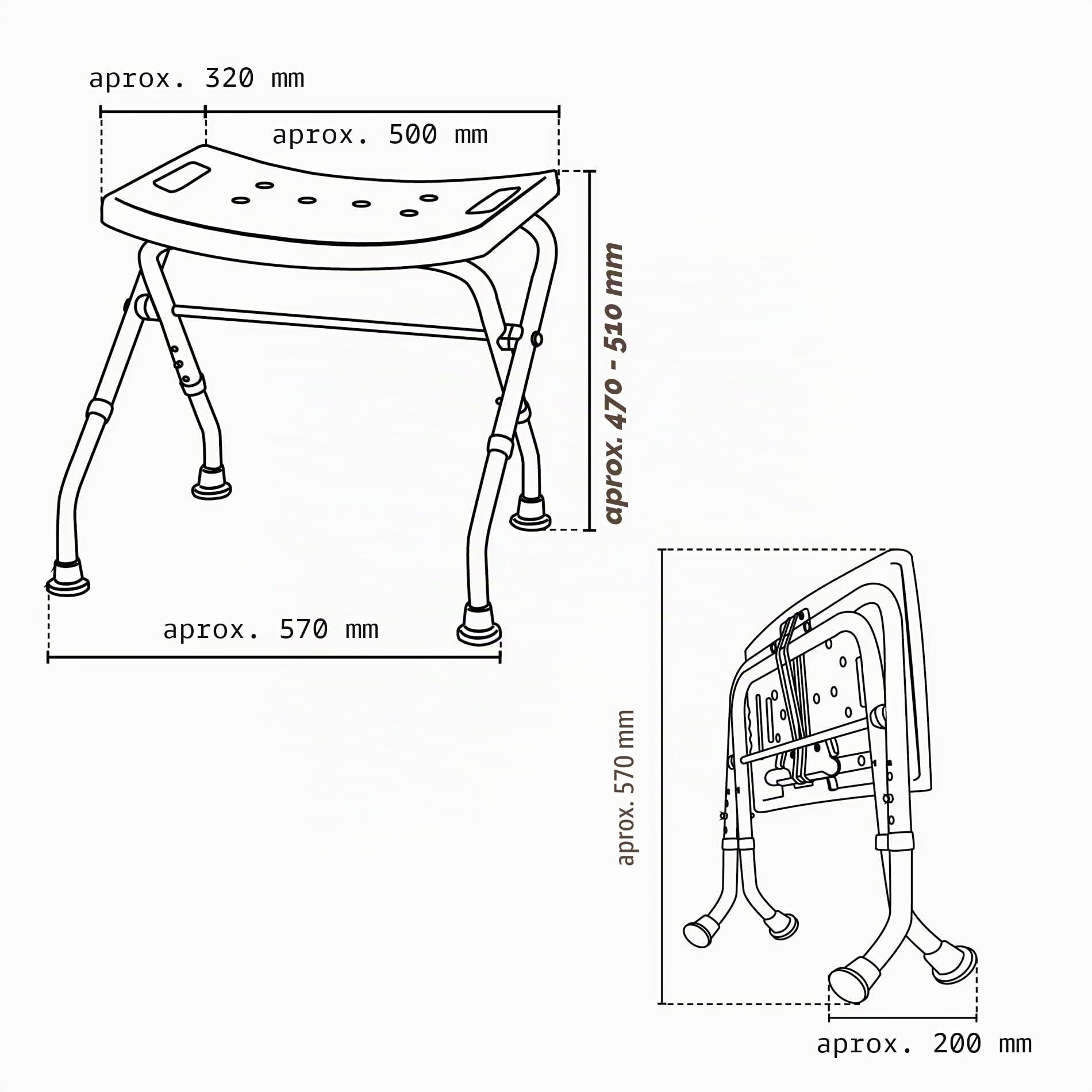 Ridder A0050301 - Taburete Plegable para el baño, Color Blanco