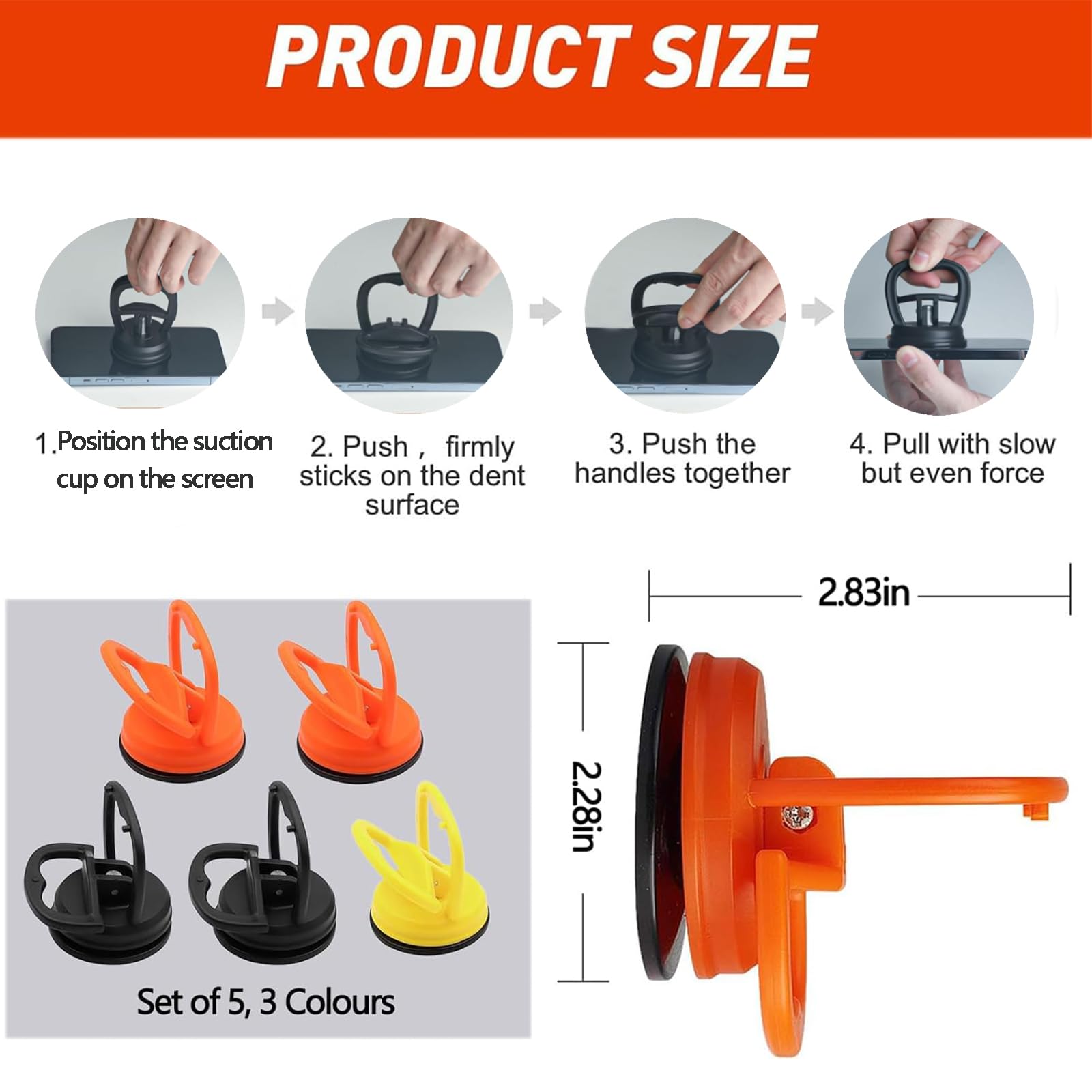 Saugheber-Set 1 Groß (11,8 Cm) + 4 Klein (5,7 Cm) – Für Fliesen, Glas, Bleche & Autobeulen-Reparatur