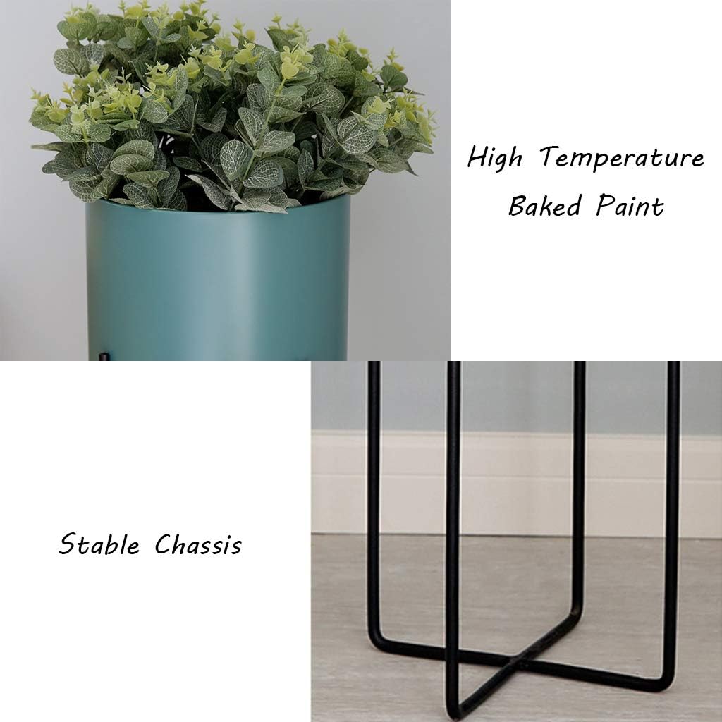Metal Flower Rack Indoor Balcony Decoration Plant Display Shelf Iron Art Herb Bonsai Shelves for Living Room Bedroom Garden Office Decor Floor-Stand - Blue(S+L)
