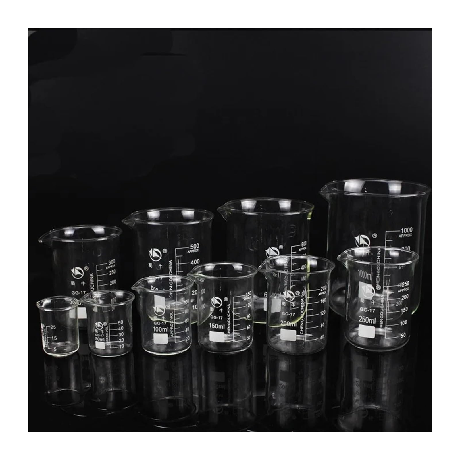 Becher in Vetro borosilicato da 5 ml a 3000 ml Becher Resistente alle Alte Temperature Attrezzatura da Laboratorio Vetreria Materiale Scolastico(500mL 8 Pieces)