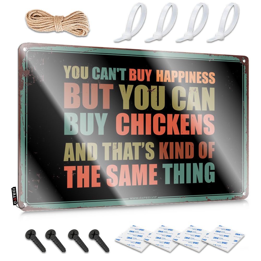 Sign Teens Stuff Vintage Style | You Can't Buy Happiness But You Can Buy Chickens Country Accessory Home Decor(30X40CM)