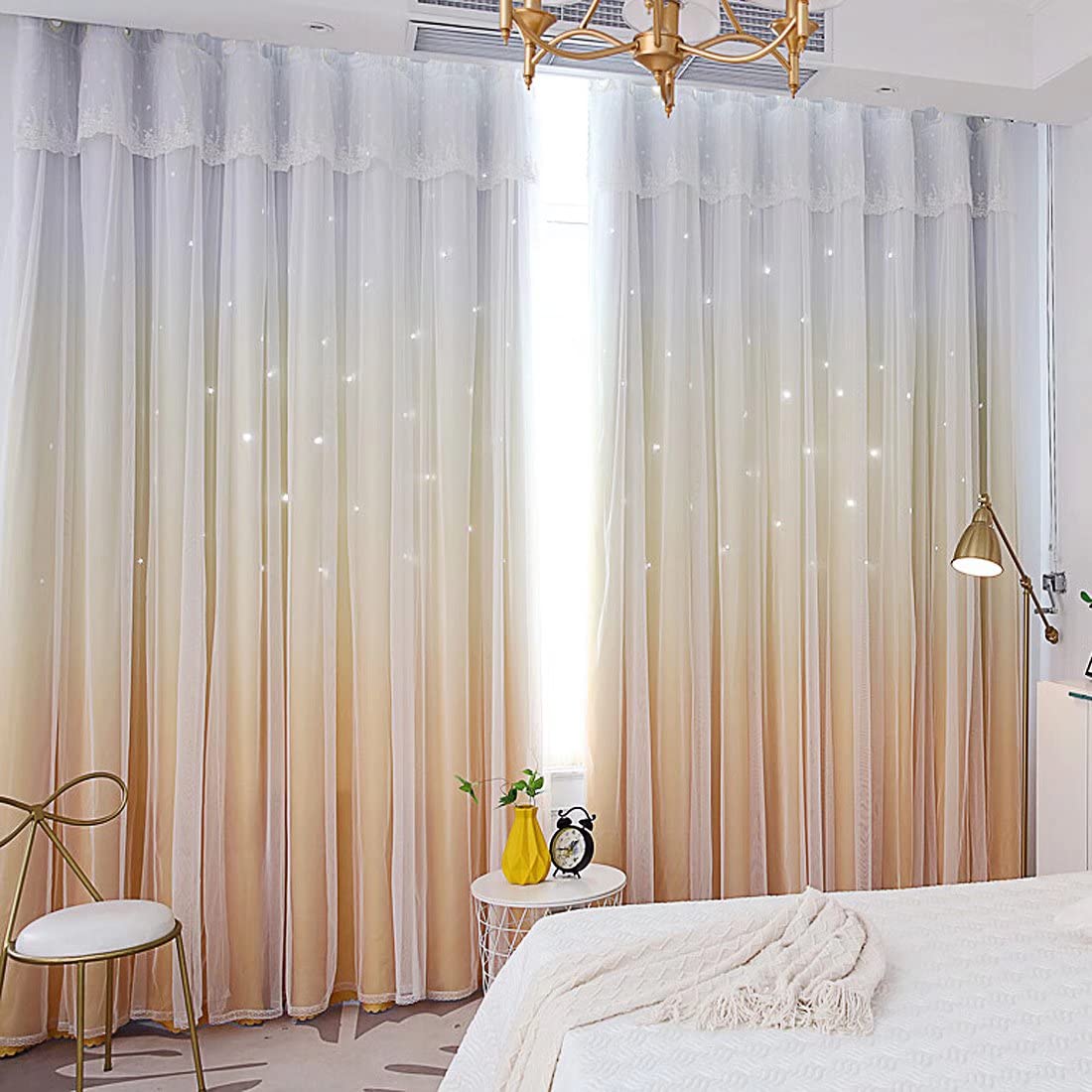 ４枚入り 一体型カーテン レース カーテン オーダー サイズ グラデーション 幅 4枚入り 一体型カーテン レース カーテン オーダー サイズ