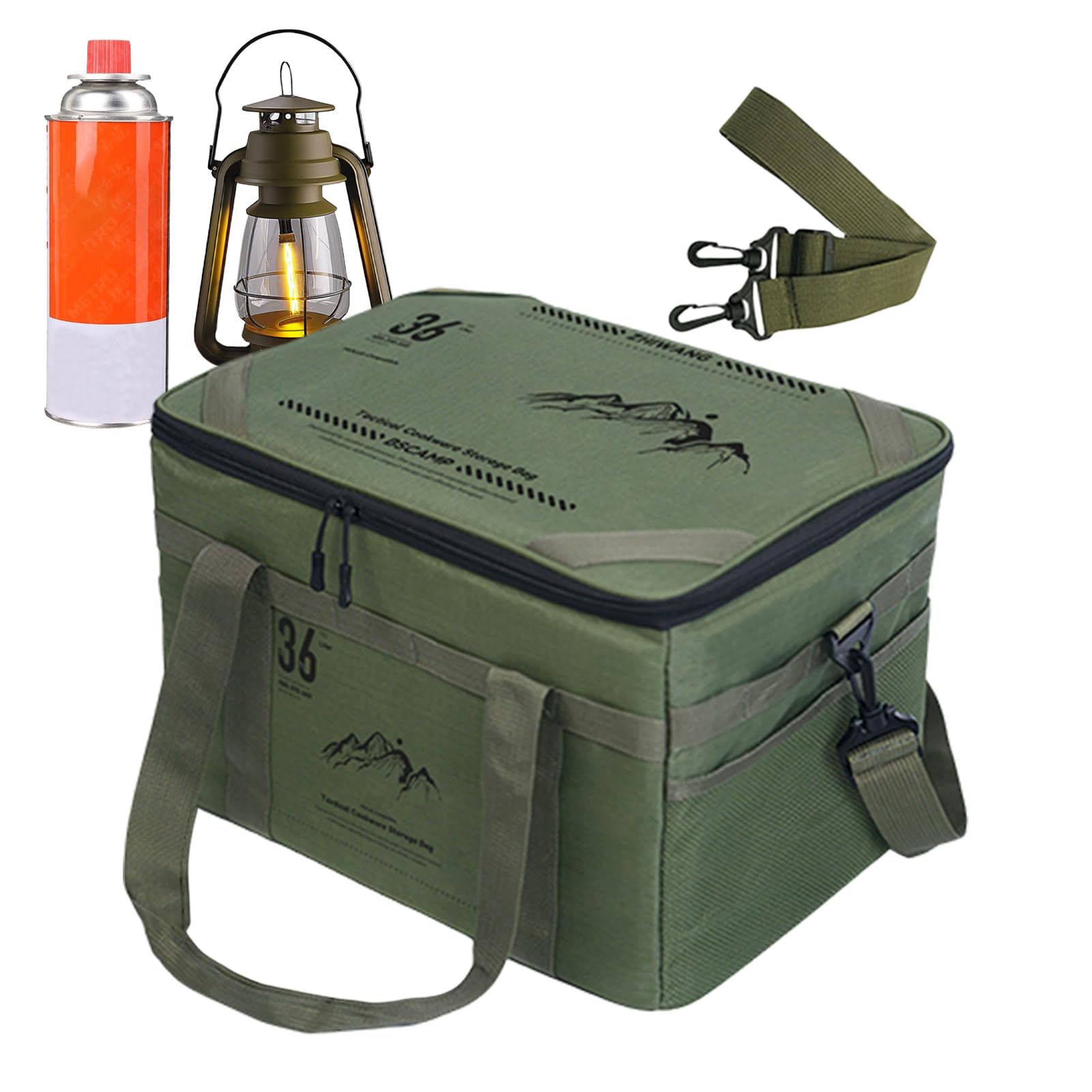 Sacs de camping, organisateur d'ustensiles de cuisine, accessoires de voyage, sac de camping de table, pochette de rangement de grande capacité pour les amateurs de plein air, aventures de plage, 42 x