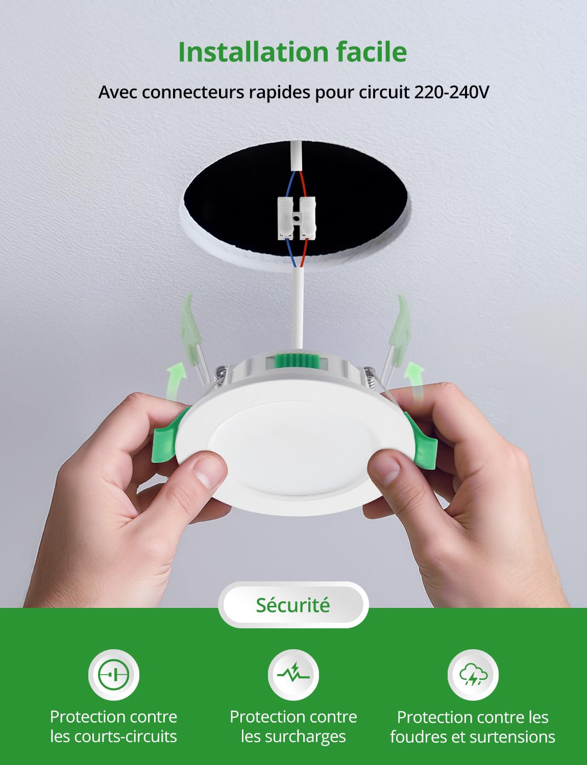 HOMEOW Spots de Plafond Extra Plat 4W, Trou 55mm - 68mm Spot LED Encastrable Salle de Bain, Blanc Chaud 2700K Neutre 4000K Froid 6000K Reglable, IP44 Etanche, Lot de 6