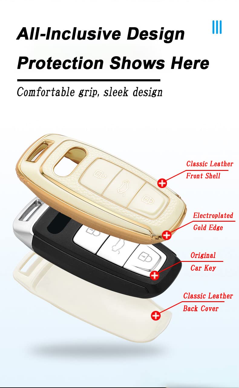 ontto Autoschlüssel Hülle für Audi A6L A7 A8 Q8 E-tron A4 C8 Q8 D5 E-tron S3 A3 e-tron Sportback Q7 60 TFSI Fernbedienung Cover TPU Schlüsselhülle Schlüsselanhänger Schlüssel Schutz Etui-Silber