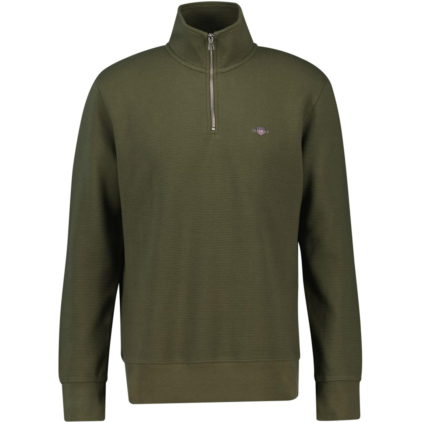 Gant Men's Textured Half Zip Sweatshirt Green Large