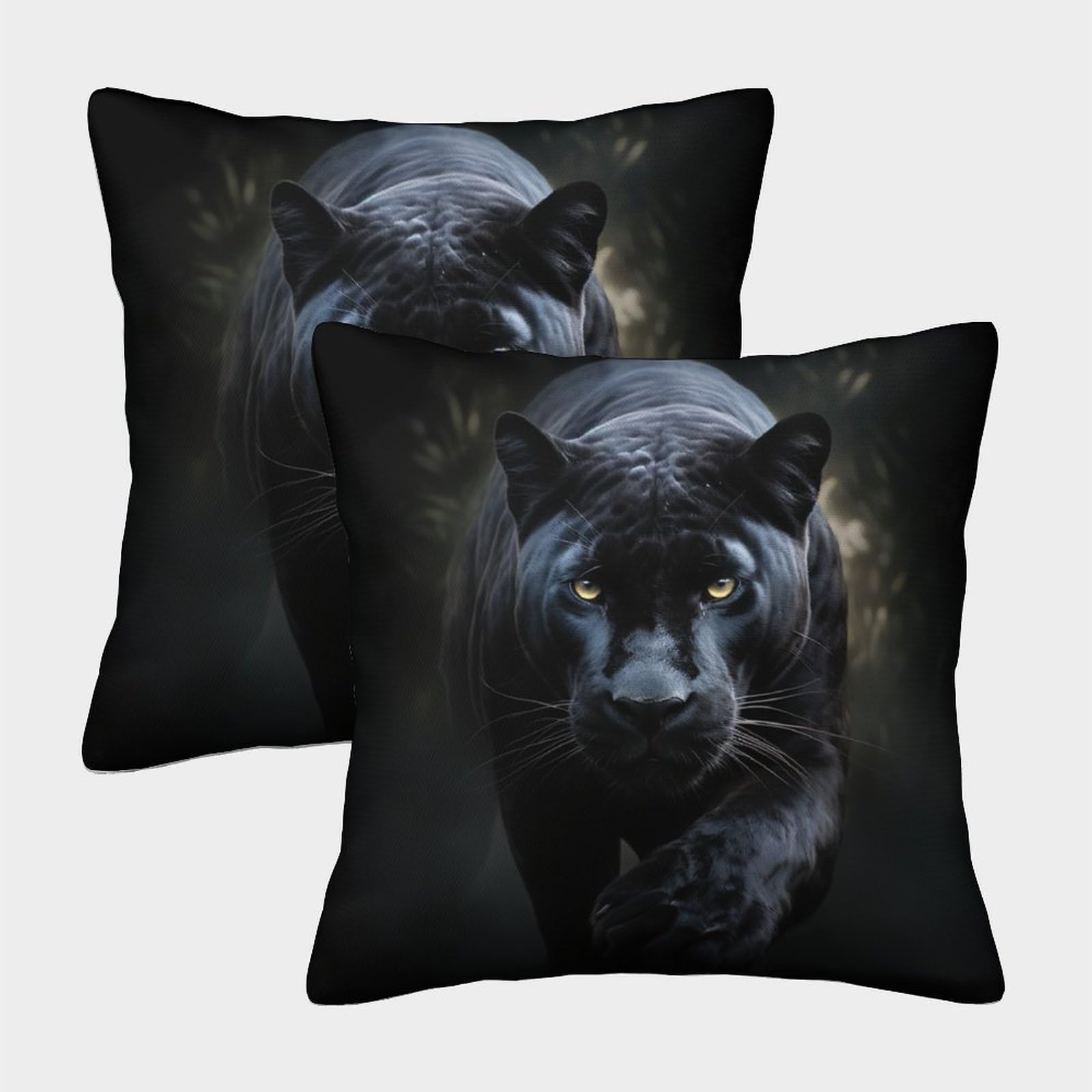 EMYXPAQM Black Panther Cushion Covers Set of 2, Premium Polyester Couch Pillow Covers with Hidden Zipper, Premium Square Throw Pillow Cases, for Garden Livingroom Couch Patio Furniture 40x40cm