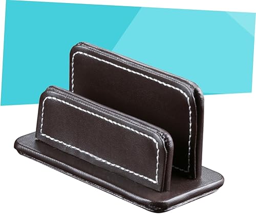 Miniatura 8 de Operitacx Estante de exhibición de tarjetas de escritorio Soporte de cuero para tarjetas de presentación de escritorio Soporte de tarjeta de