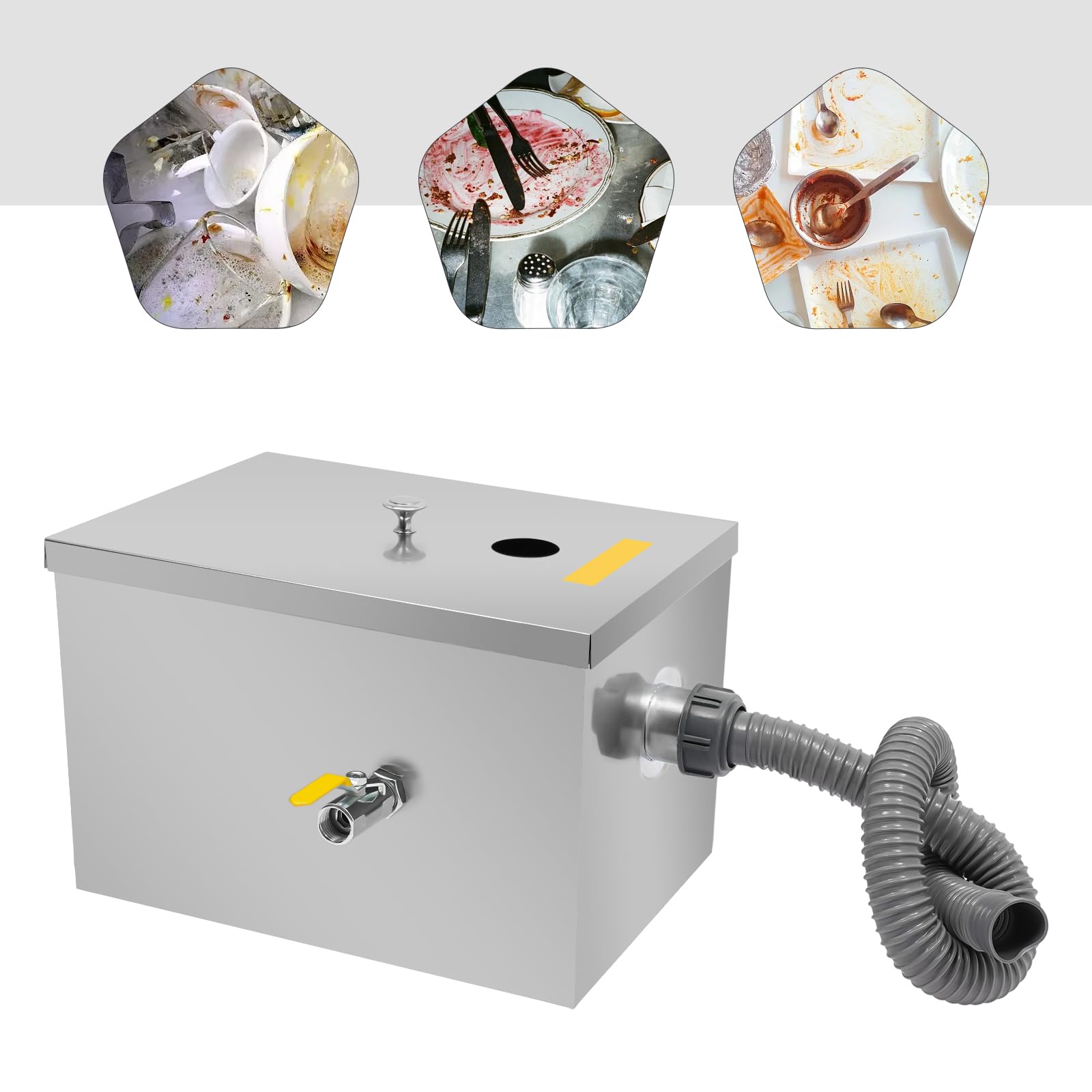 Séparateur de graisse - Séparateur d'huile et d'eau - En acier inoxydable - Séparateur de graisse commercial sous l'évier de cuisine - Séparateur d'huile - Séparateur de graisse pour cuisine, hôtel