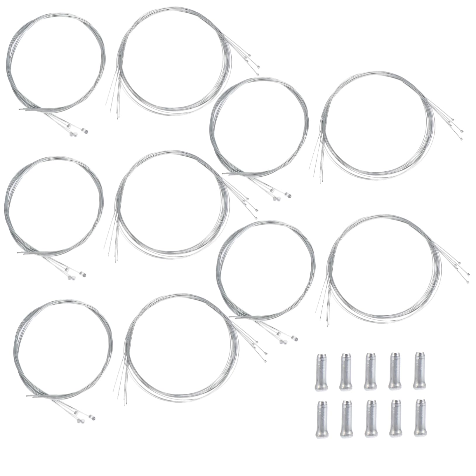 BCOATH 5 Set Bicycle Brake and Shift Cable Core Kit with End Caps for Mountain and Road Bikes Durable and Compact Replacement Parts for Efficient Performance