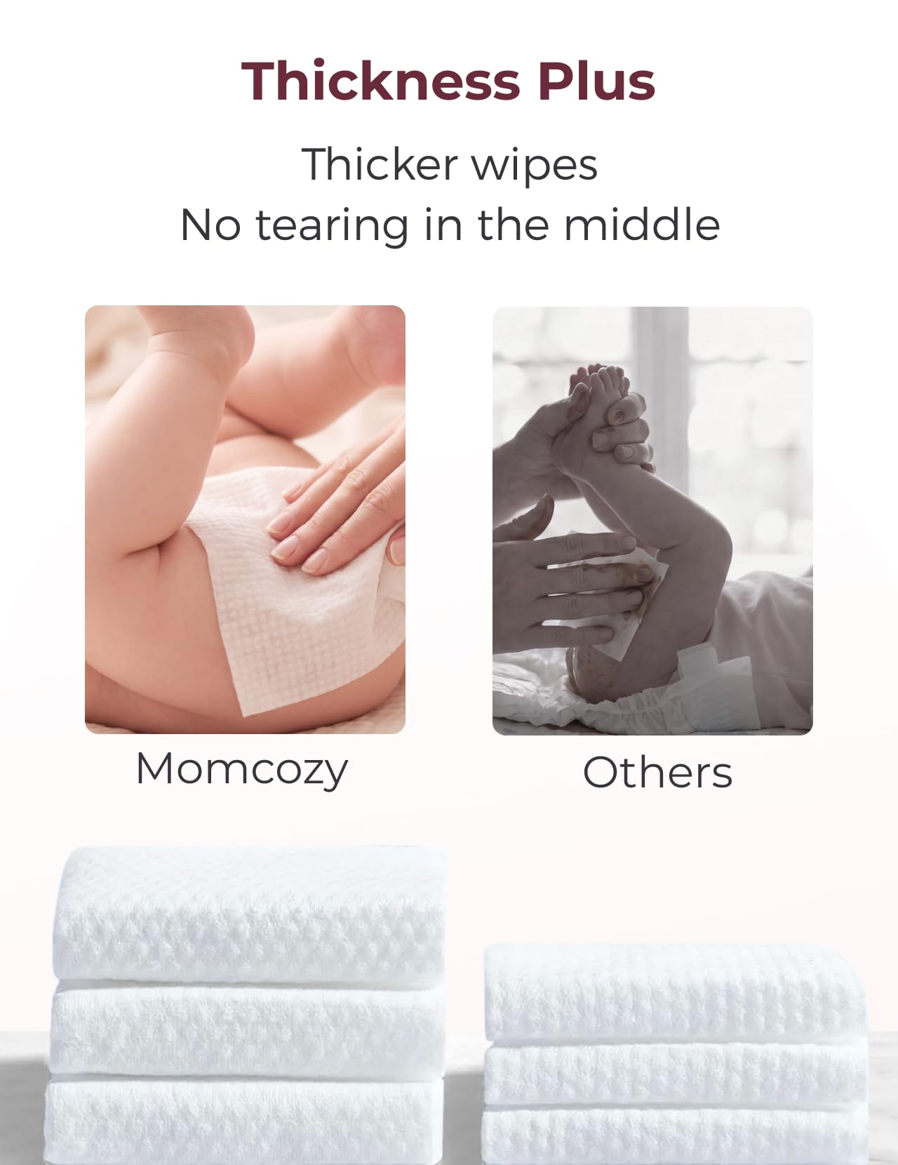 Momcozy Salviette per neonati - Design extra large 99% a base d'acqua, non profumate e ipoallergeniche, salviette detergenti e idratanti per neonati per pelli sensibili, 12 confezioni con patta (720)