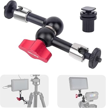 7" Cold Shoe Magic Arm with 360 Ball Joint & 1/4" Screw, Adjustable Stainless Steel Friction Arm for Camera Cage LED Light Microphone Monitor DSLR Vlog Photography-87001