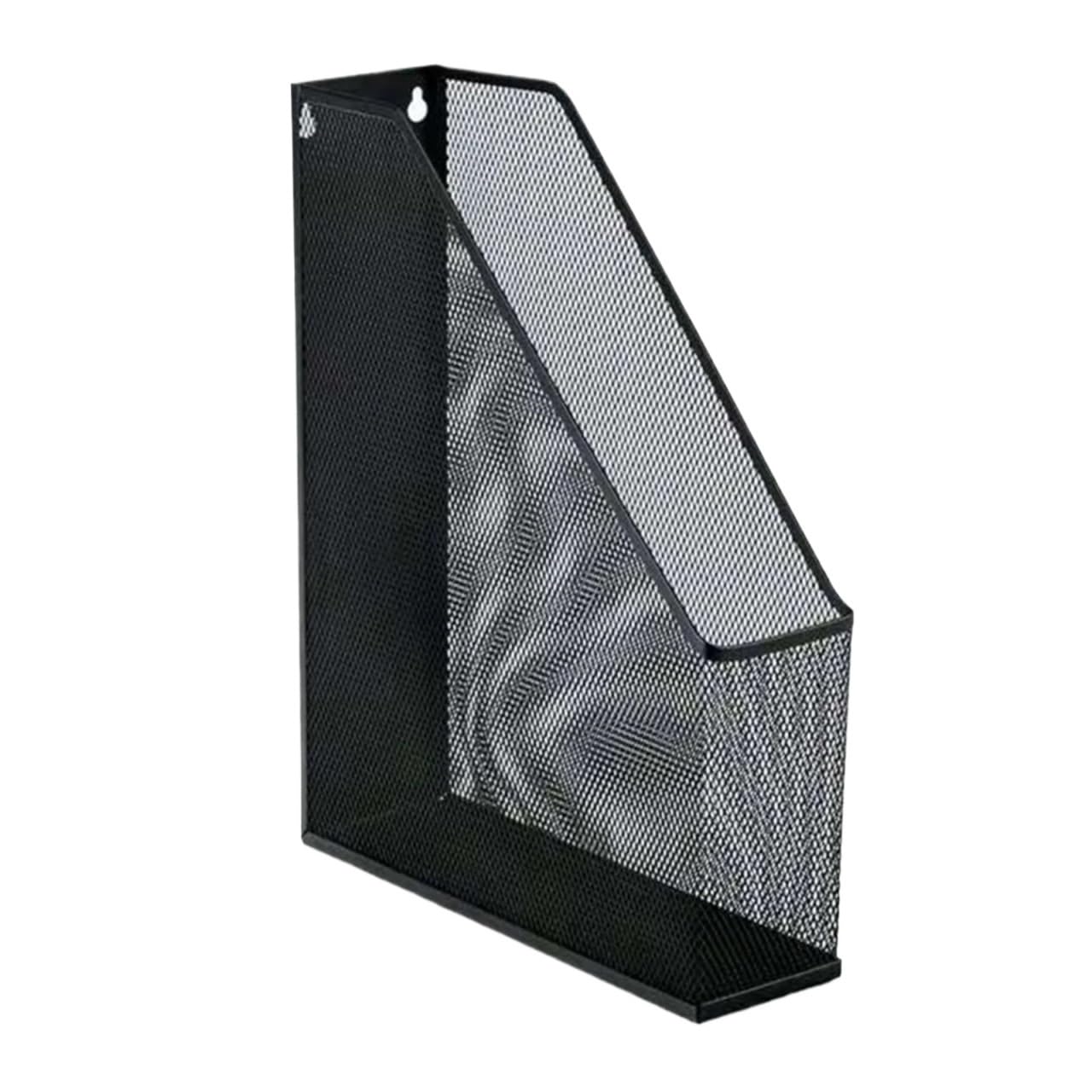 Wandmontierte Magazinablage 1 Stück Metalldrahtgeflecht Wandmontage Magazin Dateihalter Papier Buch Dokument Aufbewahrungsregal Regal Home Office Desktop Schwarz FüR Lagerung