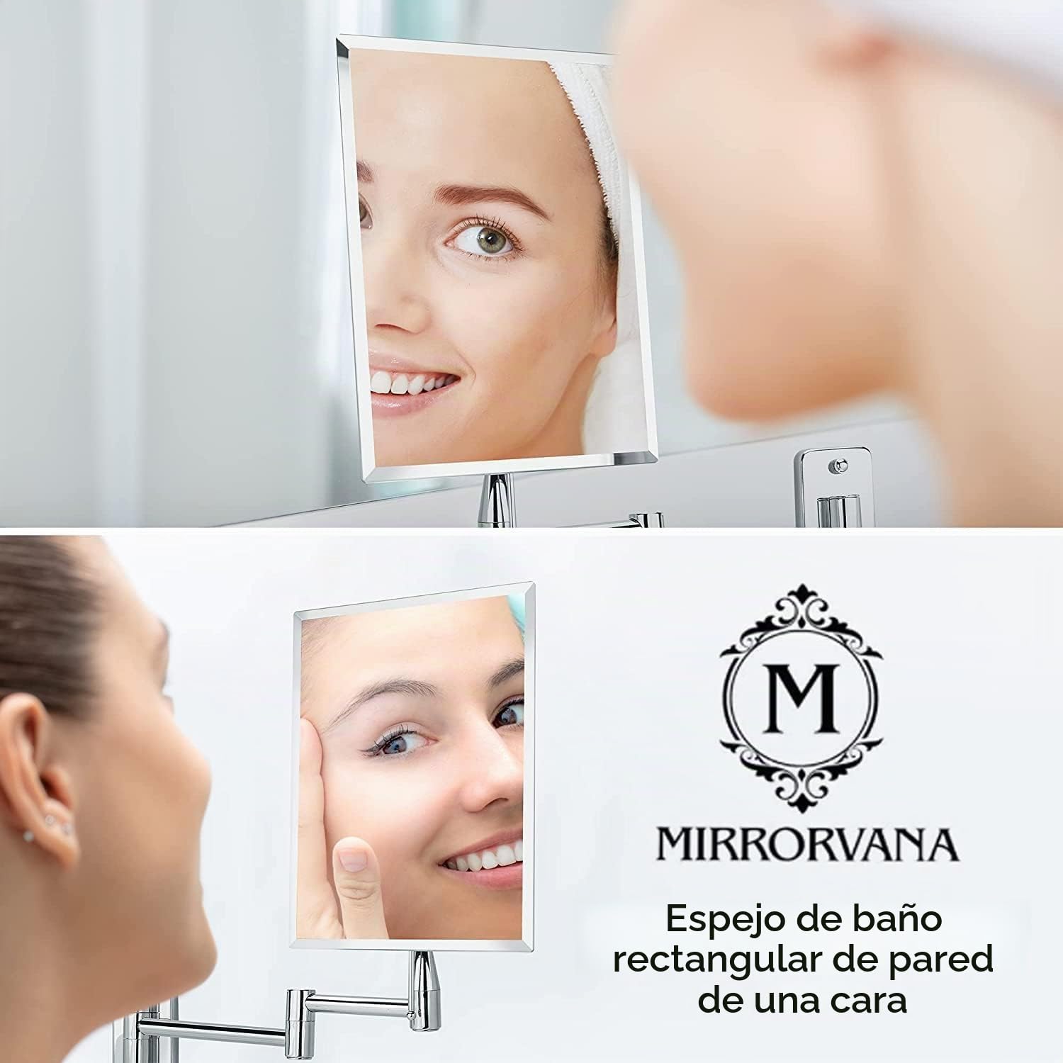 MIRRORVANA Espejo de Pared sin Marco para baño, 22 x 16 cm (Cromo)