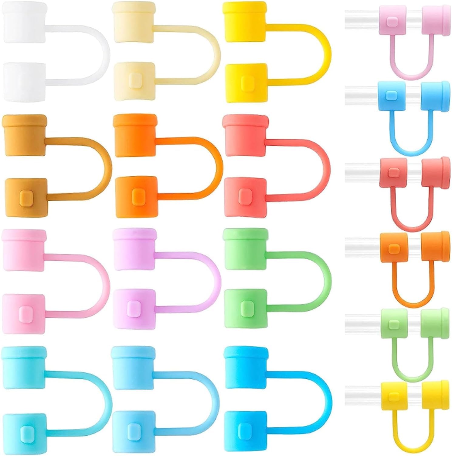 24 Pack Silicone Straw Covers Cap, Compatible with Stanley Cup 1.0/2.0 40oz/30oz, Dust-Proof Tumbler Accessories, 0.4 in/8mm Drinking Straw Tips Lids Stopper