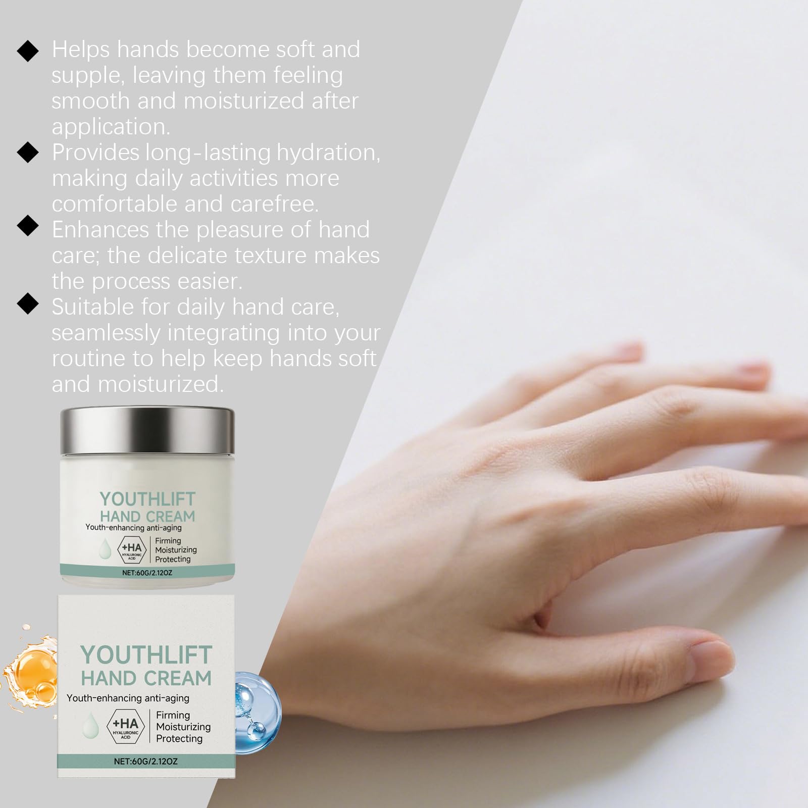Crema de manos Youthlift para manos secas, loción hidratante no grasa, loción antienvejecimiento para manos con ácido hialurónico, cuidado nutritivo y reparador para manos secas (8pcs)