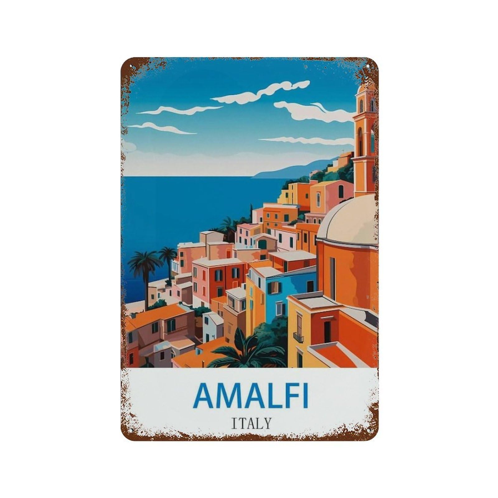 Amalfi Italy，Tin Signs Funny Vintage Metal Sign Plaqu Poster Wall Art Pub Bar Kitchen Garden Bathroom Home Decor(15x30cm）6x12 inch-R85