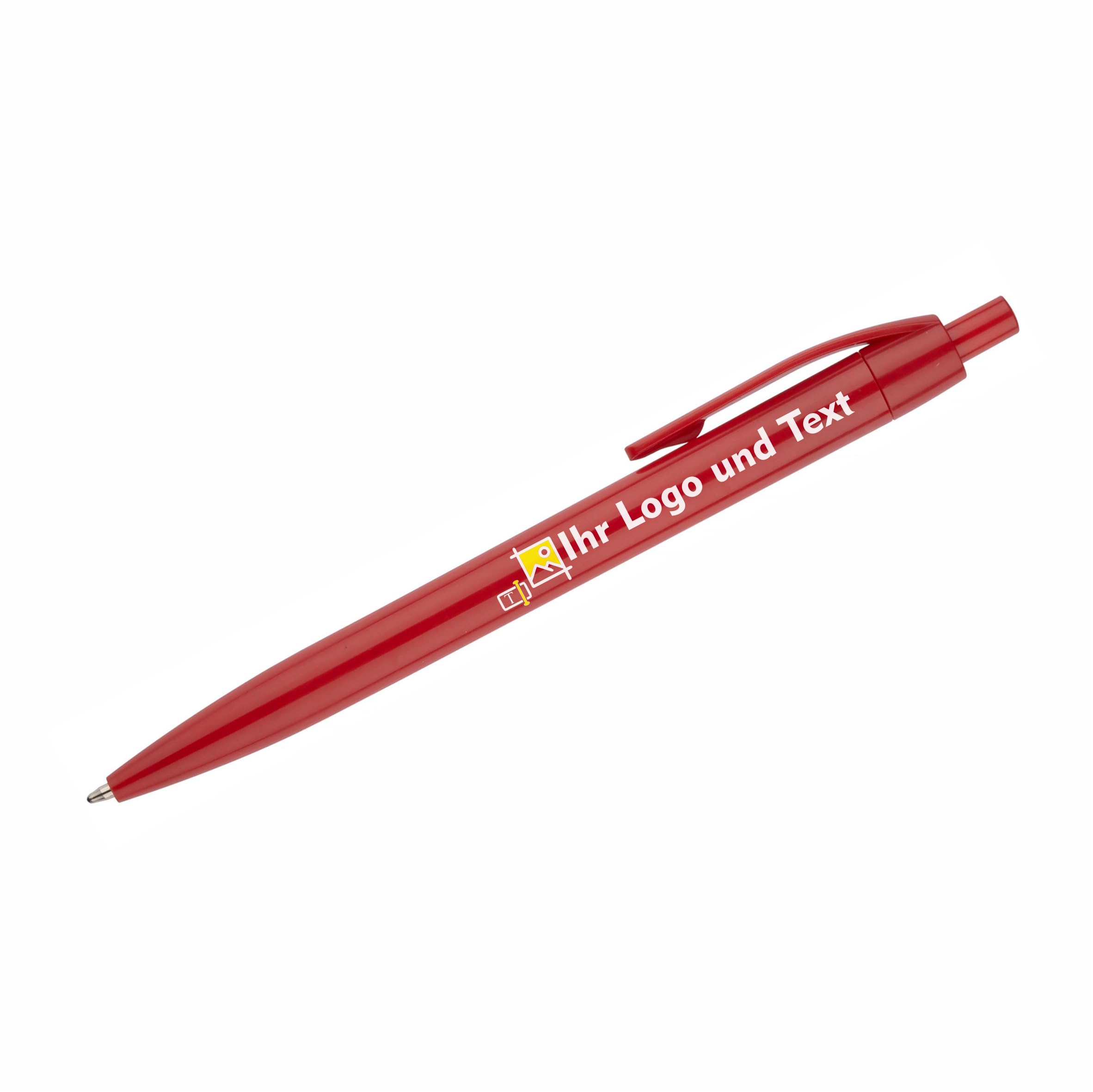 Lot de 100 stylos personnalisés avec logo et texte Stylos à bille publicitaires en couleur Impression UV haute qualité Idéal pour entreprises, événements, mariages et cadeaux Rouge