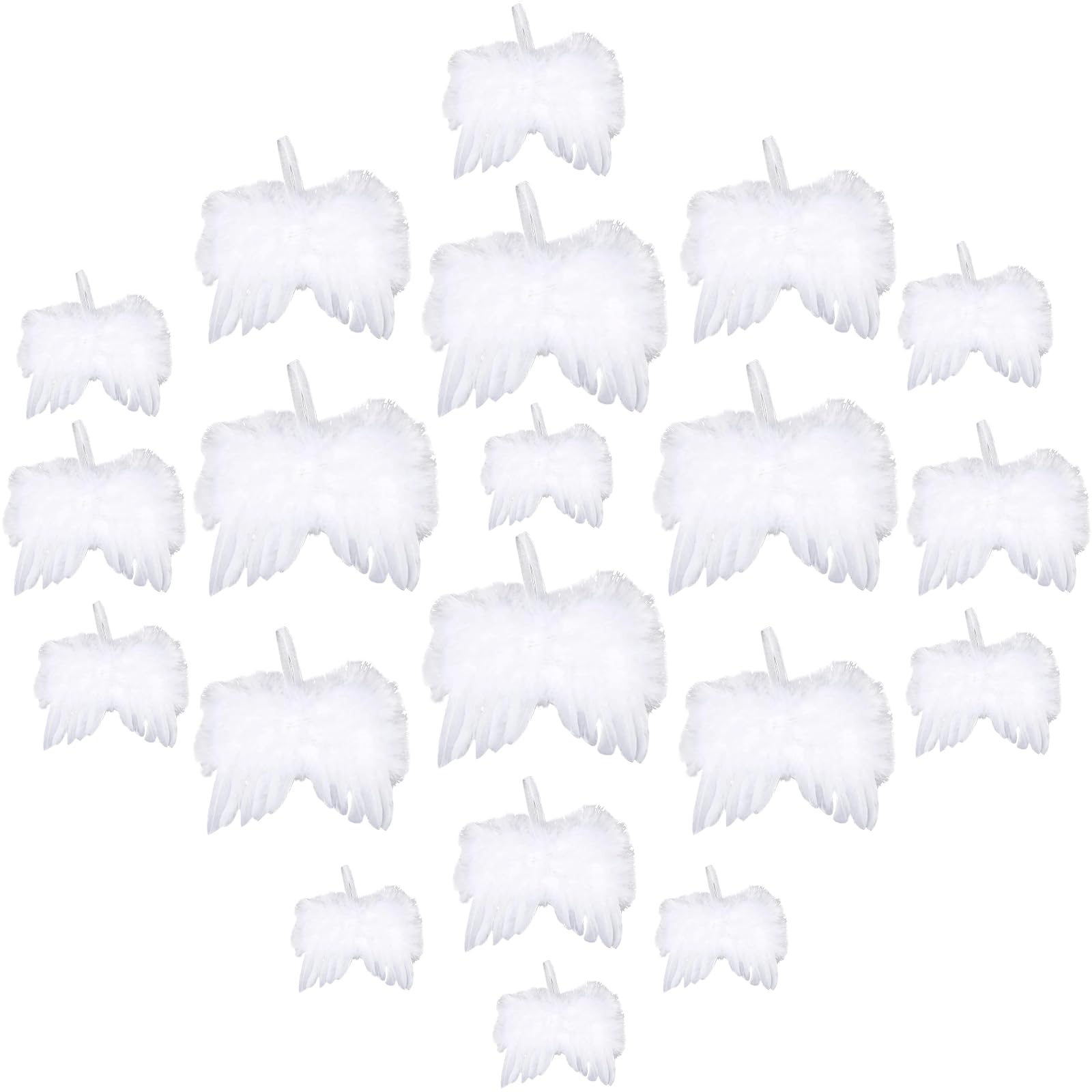 BDSHUNBF 20 Decoraciones Navideñas Blancas Fantasía Ángel Adorno de ala de Plumas Blancas, Decoración Navideña Adornos del Árbol, Decoraciones Colgantes, para Árbol de Navidad Decoración