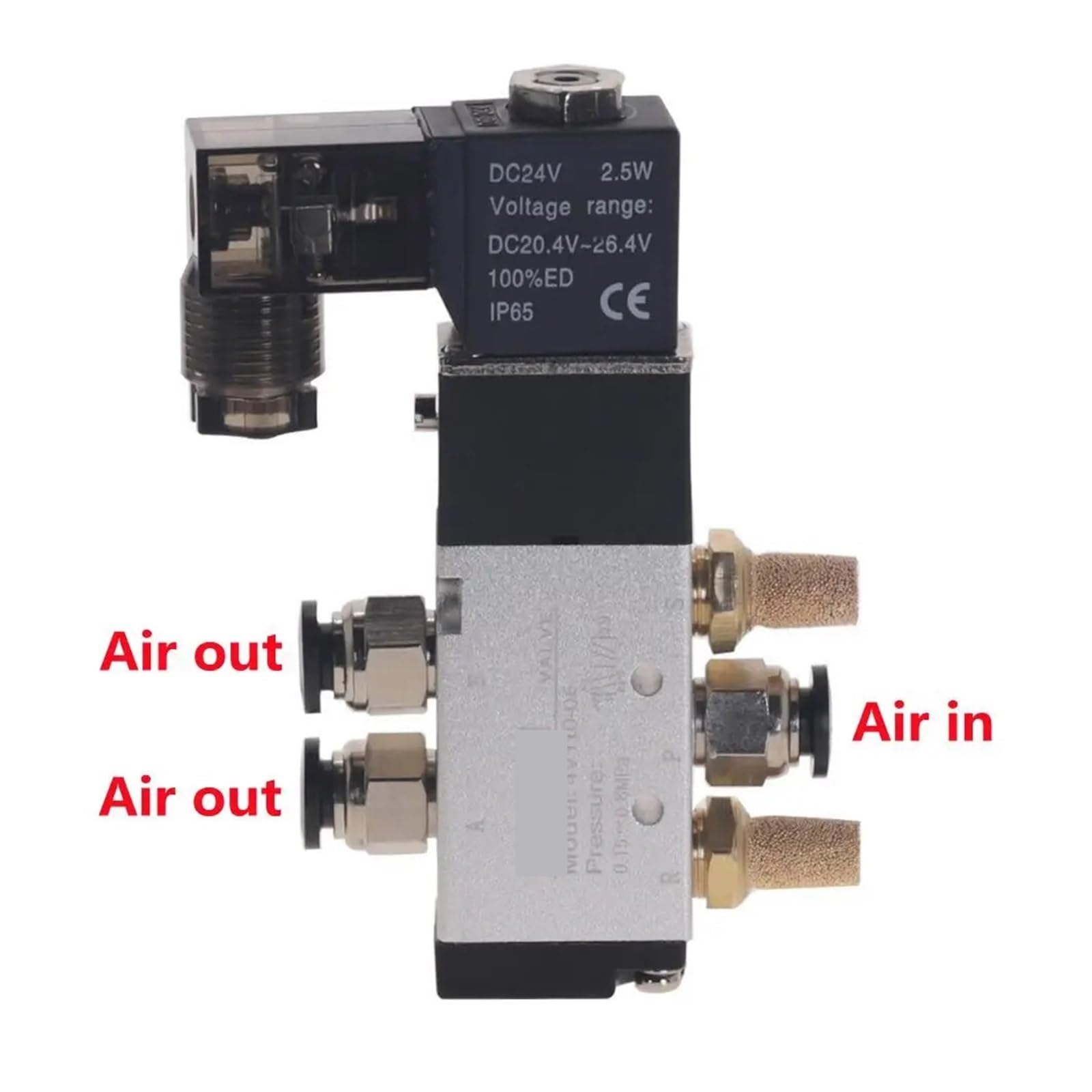 Elektromagnetyczny zawór pneumatyczny 4V110-06 5-drożna 2-pozycyjna sprężarka powietrza 12V 24V 110V 220V (ONLY 4V110-06 LED, AC110V)