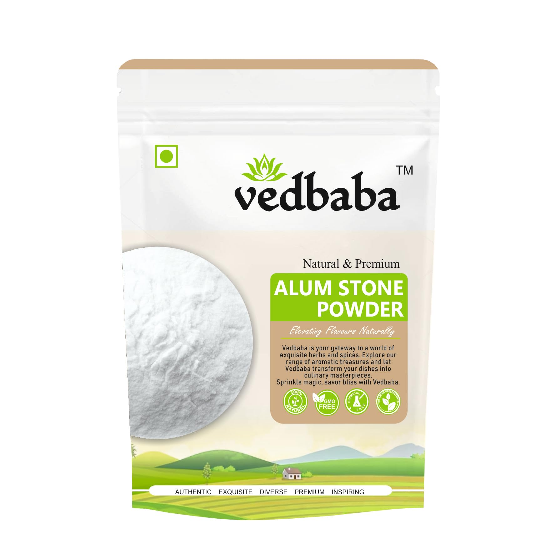 Ved Baba Alum Stone Powder - 100 GM, Fitkari | Phitkari | Canker Sores | Skin Tightening | Flower | Crystals | Aftershave | Water Purification | Facial Hair Removal (100 GM)