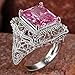 Psiroy 925 Sterling Silver Plated Simulated Pink Topaz Filigree Art Deco Statement Ring Size 9