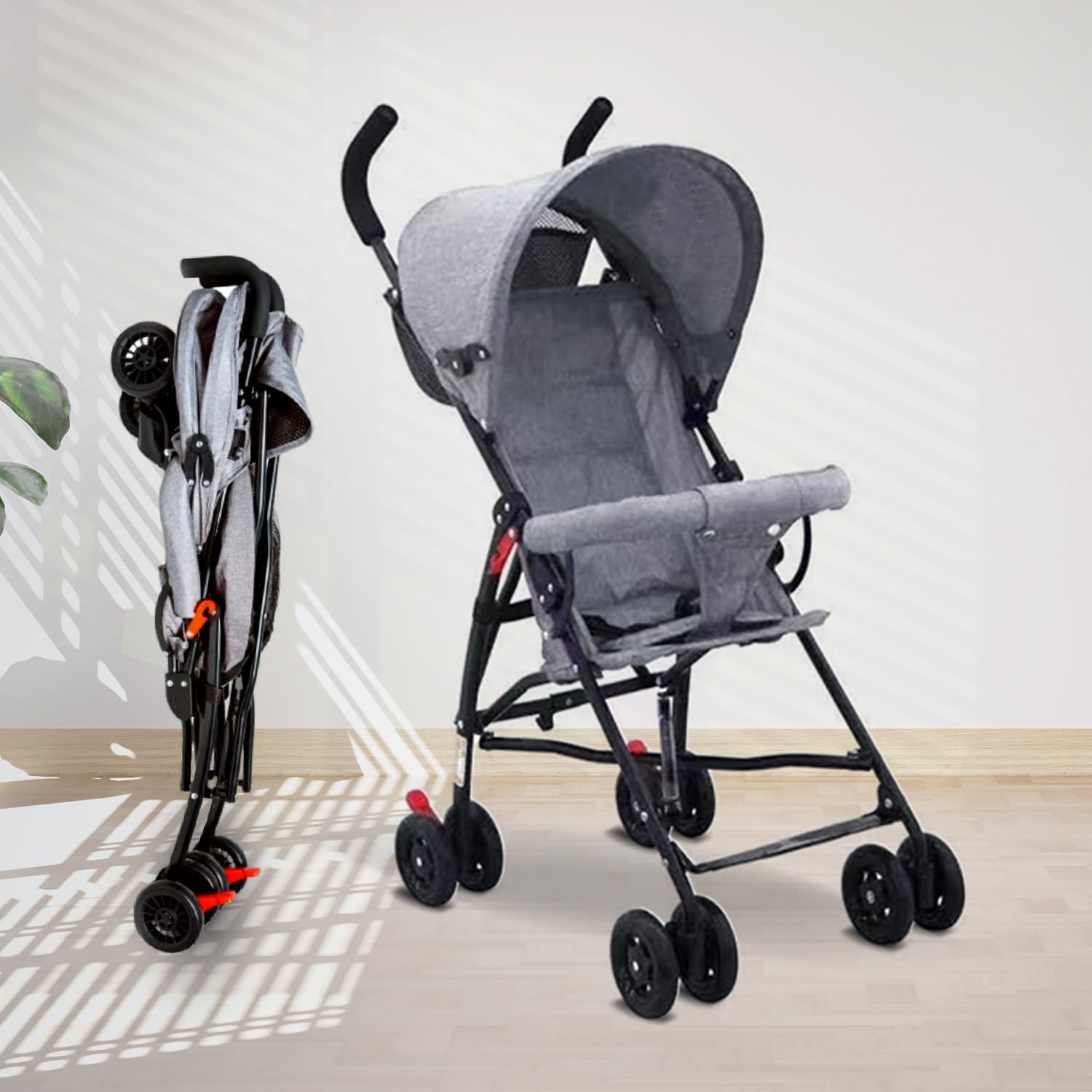 Angels & Mice Breezy Lite Stroller| Baby Stroller/Buggy, Umbrella stroller | Lightweight, Compact & Travel Friendly Baby Pram for 6-36 Months, 3 Point Safety Harness, Extendable Canopy, Upto 15Kg. Grey Edition-image-37