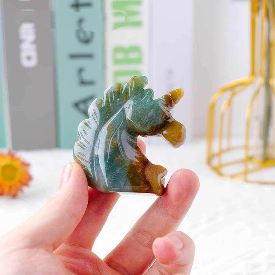 Amazon.co.jp: AtkitS 2 インチユニコーン像天然石彫刻