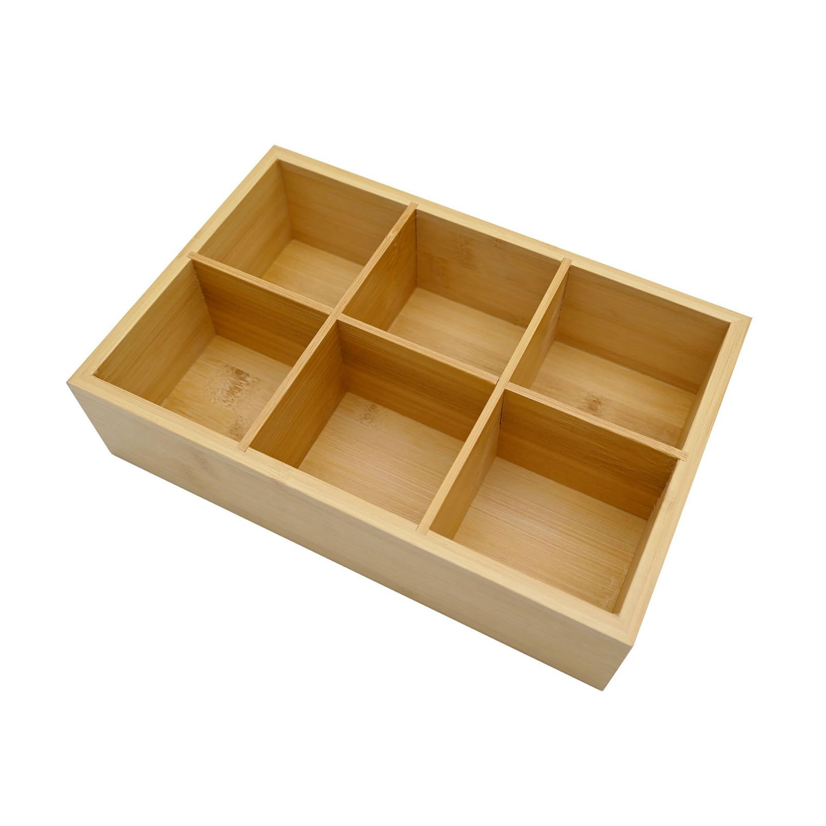 Secai Bamboo Tea Bag Organizer, Wood Hot Tea Bag Drawer Storage Organizer Holder with 6 Compartments