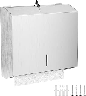 Papierhandtücher Spender Edelstahl, Papierhandtuchhalter Abschließbar, Papiertuchspender mit 2 Schlüsseln, Papierspender Wand, Papierhandtuchspender Wandmontage für Büros, Küche, Hotels