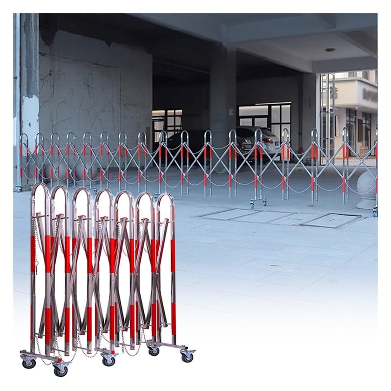 PFCDZDU Expandable Mobile Barrier Gate, Industrial Security Traffic Barricade with Casters, Portable Retractable Driveway Fence for Parking Road Garage(4.3x16.4in/1.3x5m)
