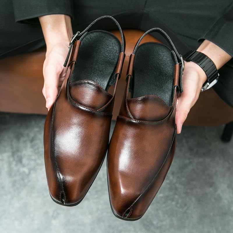 Santimon Mens Slingback Dress Shoes - Adjustable Buckle Strap
