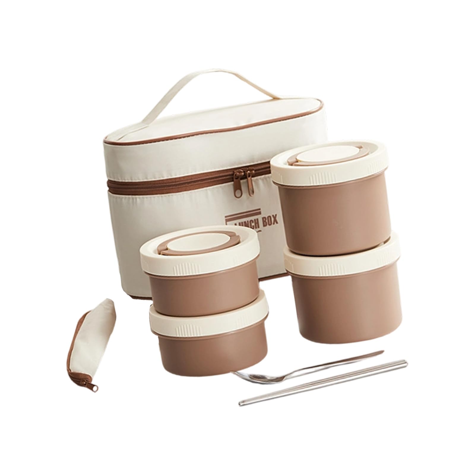 MALSSE 4 Piece Rustless Warm Mealbox Set Impermeable Compartments Insulated Transporting Bag for Adults School Large Capacity Insulated Box