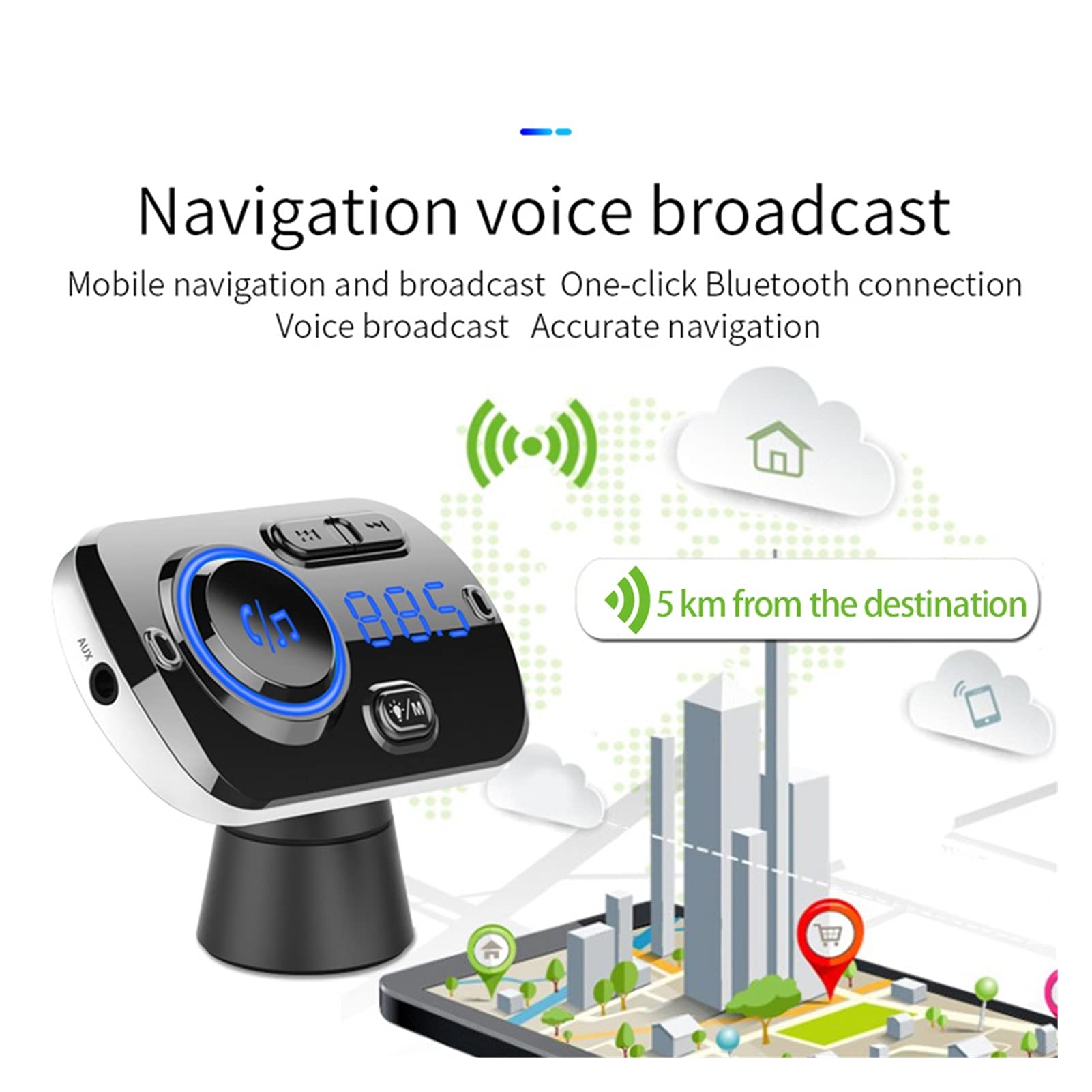 Adattatore Audio Bluetooth. Player multimediale USB Carica Veloce Bluetooth 5.0 Auto FM. Accessori per Auto trasmettitori LCD MP3. Giocatore QC 3.0 FM. Modulatore