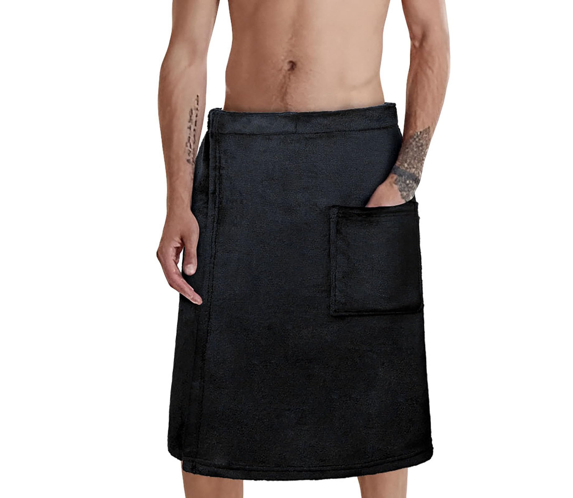 Men's Wearable Bath Towel Quick Dry Microfiber Bath Body Wrap with Pocket Soft Adjustable Towel Skirt Plain Color Highly Absorbent Beach Towel Pool Sauna Spa Bathing Cover Up Bathroom Shower Bathrobe