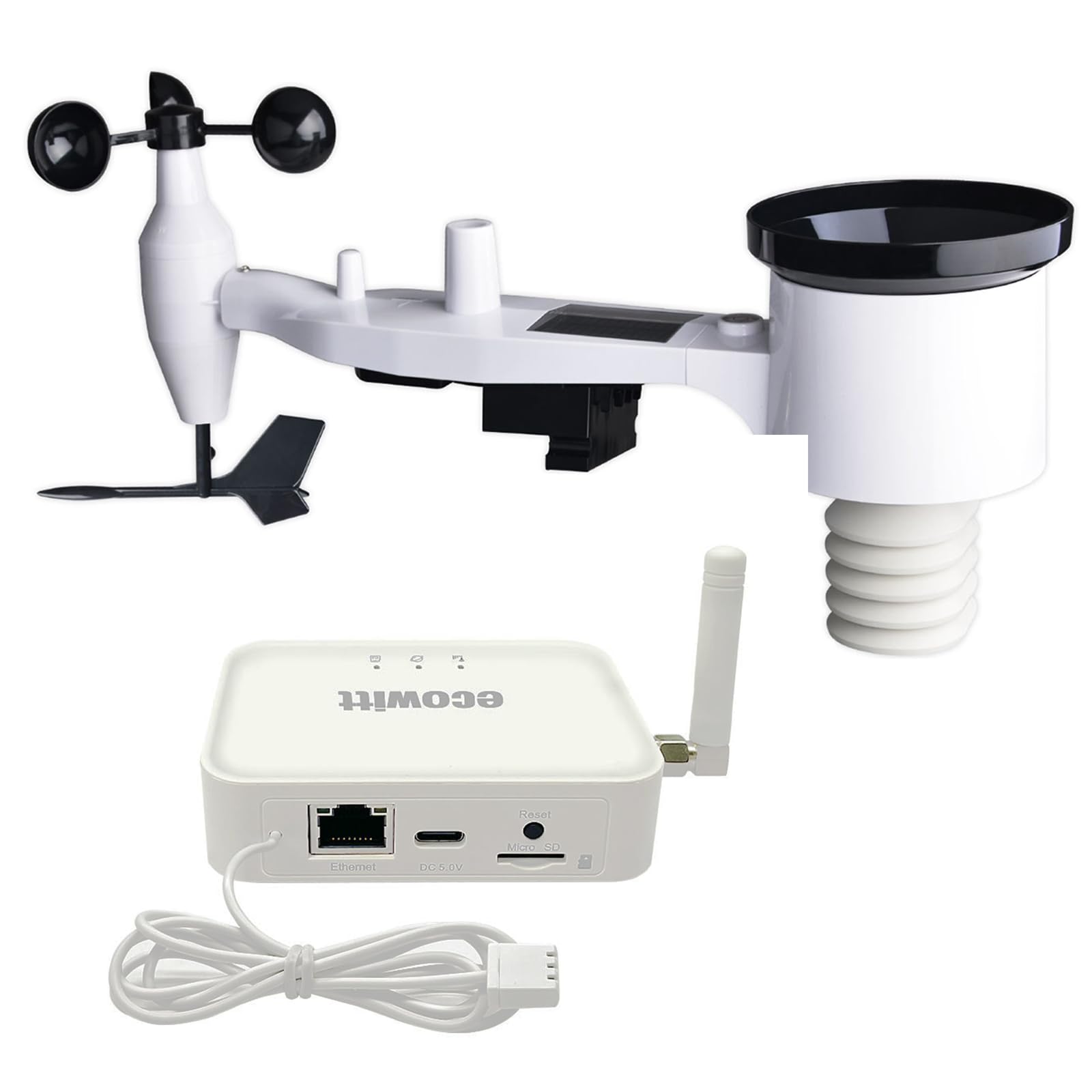 Ecowitt Estación meteorológica inalámbrica Wi-Fi - Estación meteorológica digital profesional con pantalla a color grande, sensor 7 en 1 para exteriores, sensor integrado para interiores, WS2910 — view 11